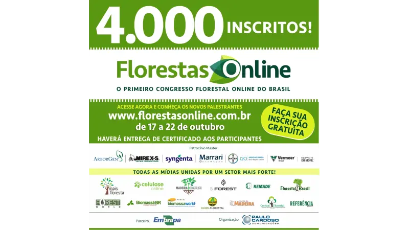 Congresso Florestas Online chega a 4.000 inscritos