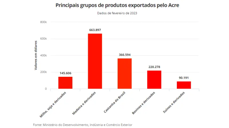 Exportações de madeira e castanha fazem AC fechar fevereiro com saldo de 1,44 milhão de dólares na balança comercial