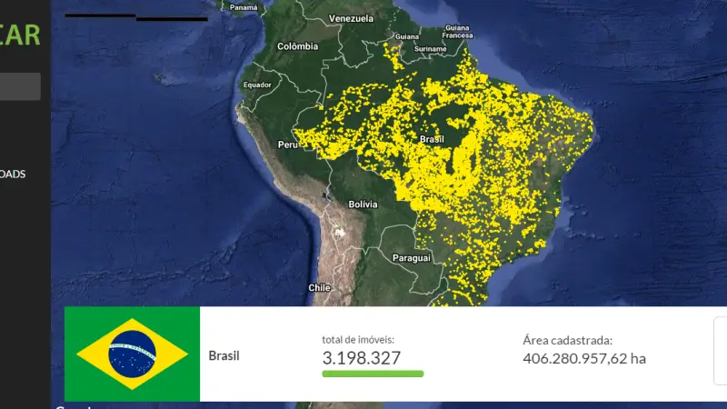 Mapa interativo com dados do CAR é disponibilizado pelo MMA