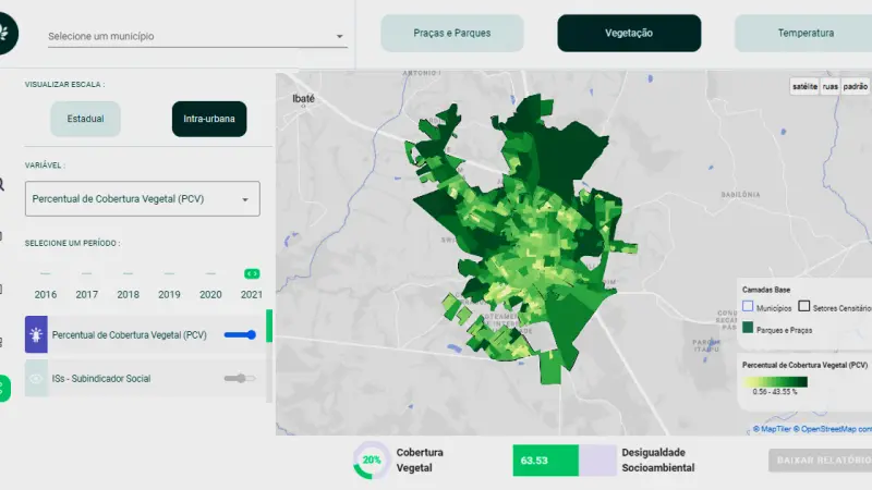 Plataforma da USP revela dados inéditos sobre áreas verdes nos municípios brasileiros