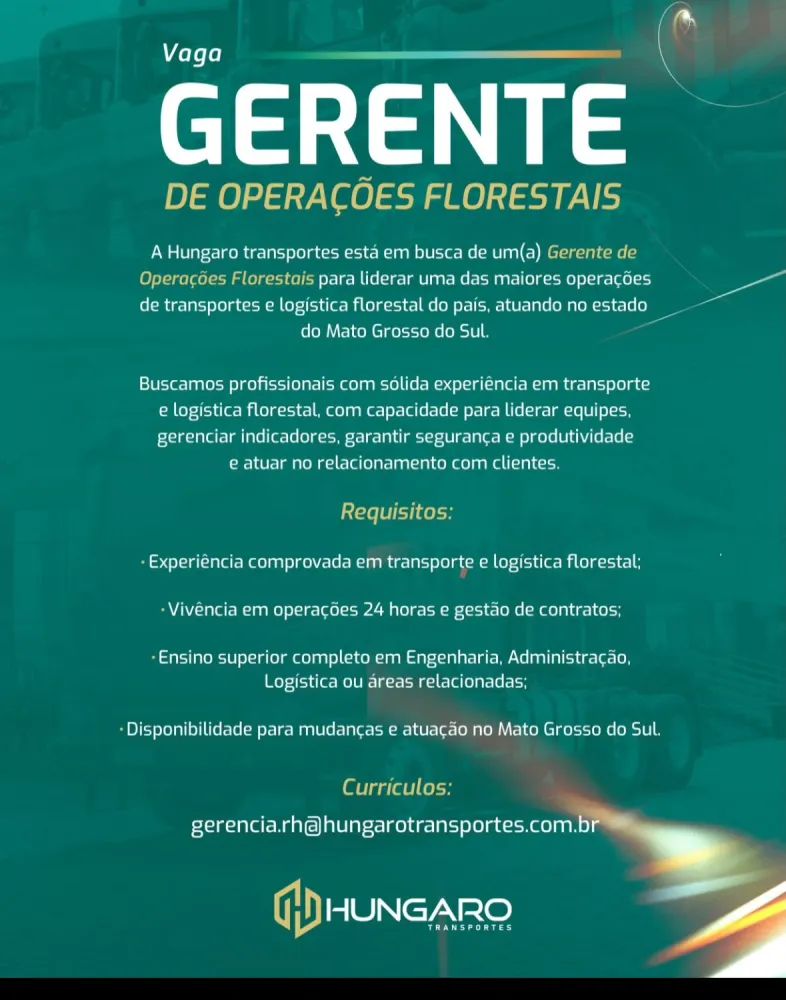 Gerente de Operações Florestais